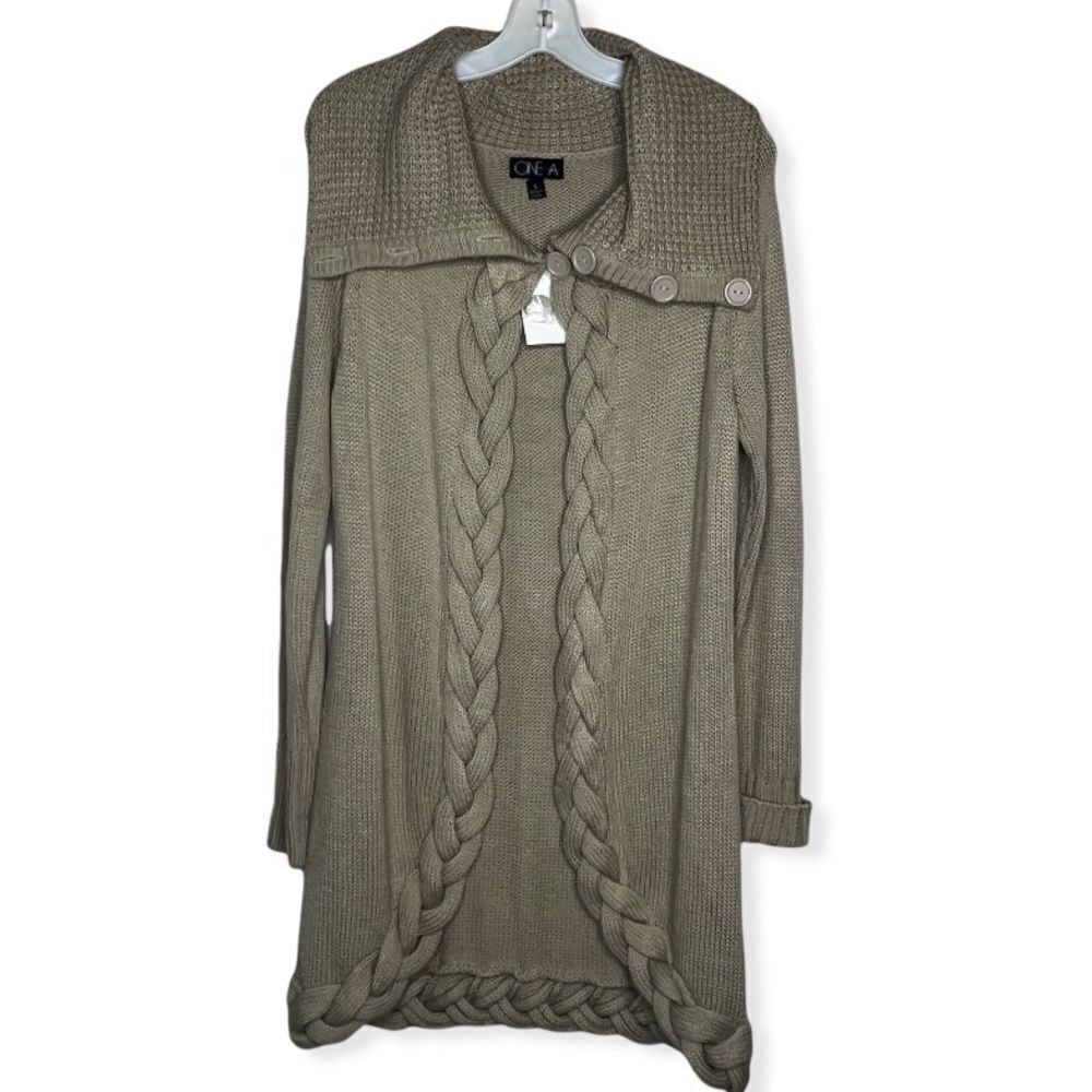 One A Tan Cardigan Sweater‎ nwt - Picture 1 of 8